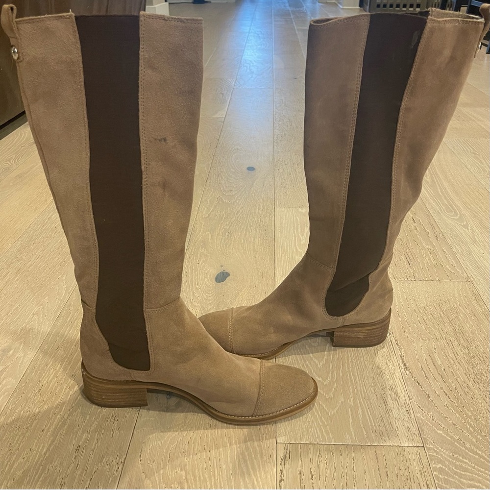 BCBG Tan Suede Riding Boots - Sz 10. GUC